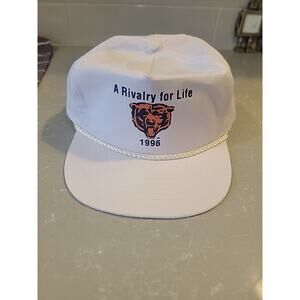 VTG Chicago Bears Hat Cap Snapback White Trucker Rope 1996 "A Rivalry For Life"